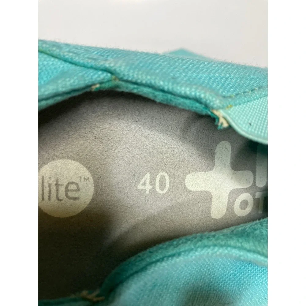 OTZShoes Espadrille Flats Womens 40 Turquoise Excellent Linen Slip On Cork Lite